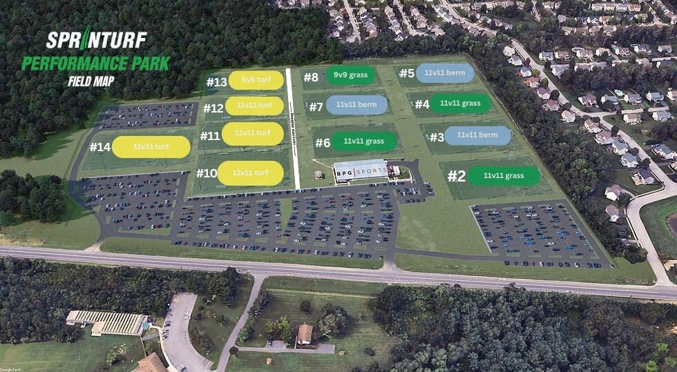 Sprinturf Performance Park - field map